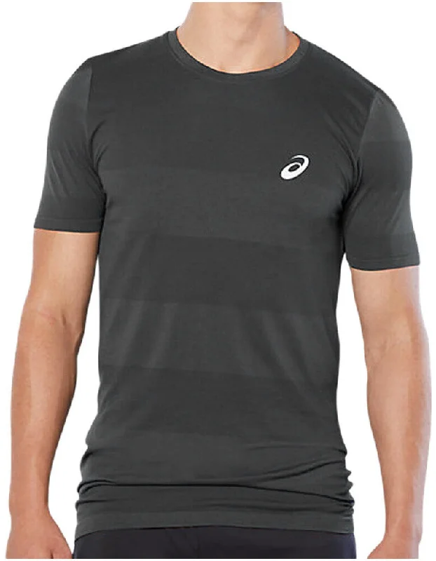 Men's short-sleeve rich boxy-spiral top-Asics Sport Seamless Knit Short Sleeve Mens Running Top - Grey