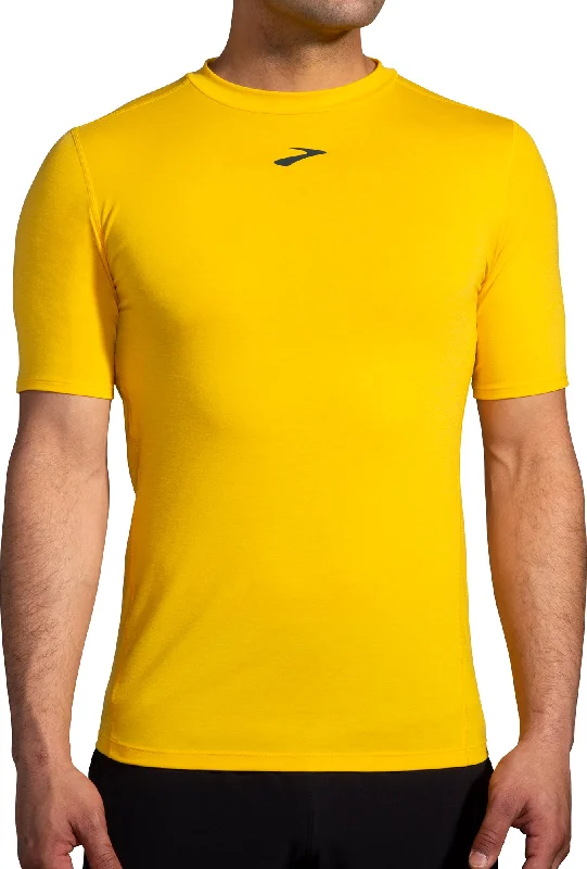 Men's short-sleeve fresh firm-quilted top-Brooks High Point Short Sleeve Mens Running Top - Yellow