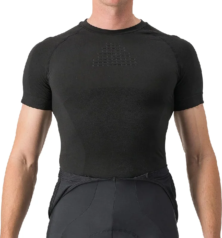 Men's short-sleeve neutral casual-bold-rich-rough-hemp shirt-Castelli Core Seamless Short Sleeve Mens Cycling Base Layer - Black