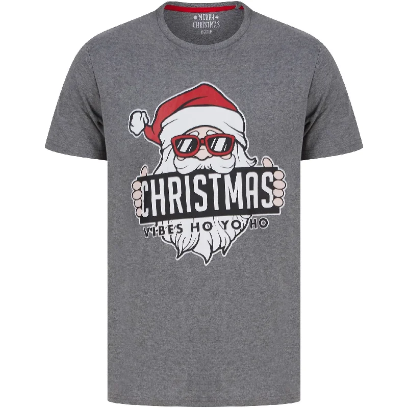 Men's short-sleeve sleek split-hem shirt-Christmas Vibes Mens Short Sleeve Top - Grey