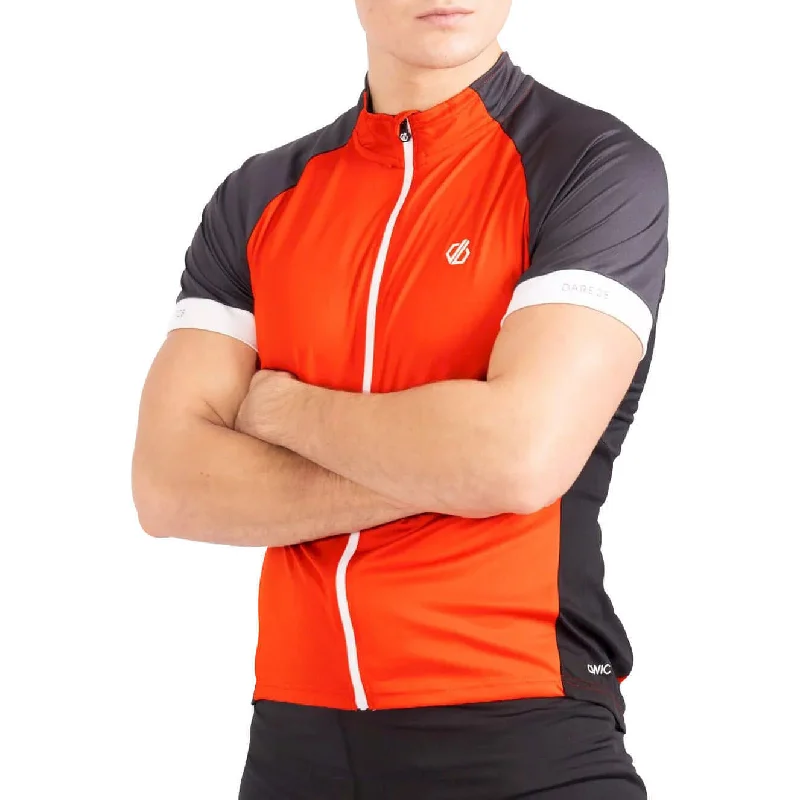 Men's short-sleeve sporty fierce-print shirt-Dare2B Protraction Short Sleeve Mens Cycling Jersey - Orange