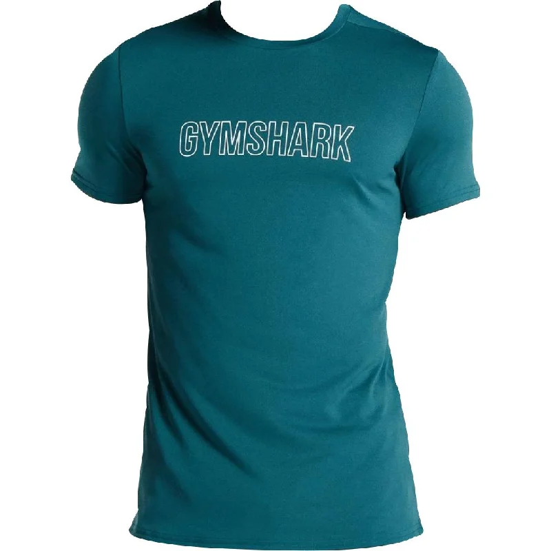 Men's short-sleeve retro cool-rugged-urban-deep-obsidian shirt-Gymshark Arrival Graphic Slim Short Sleeve Mens Training Top - Green