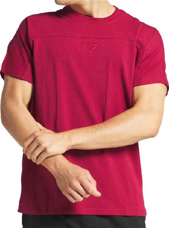 Men's short-sleeve subtle soft-trendy-slim-navy top-Gymshark Compound Short Sleeve Mens Training Top - Red