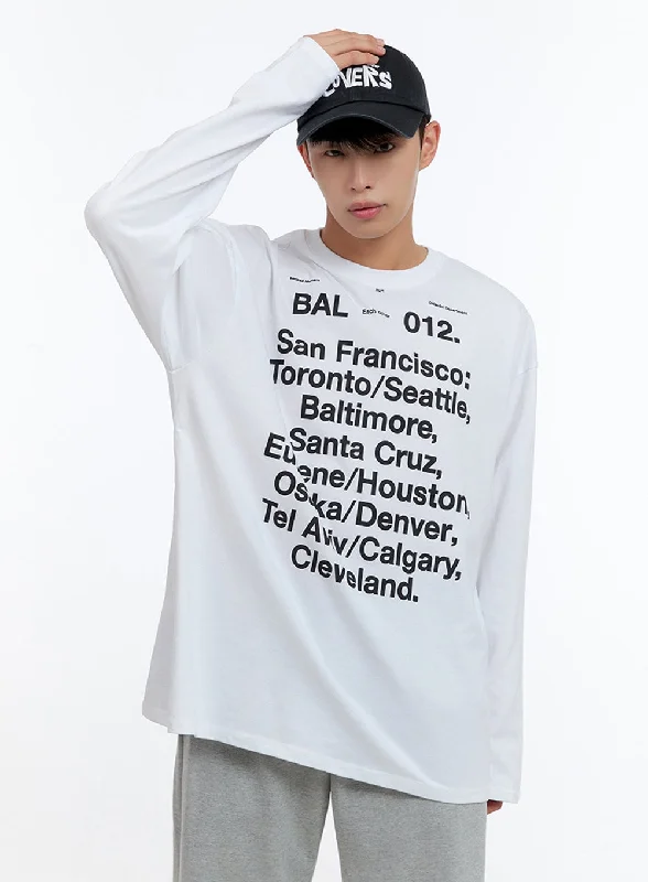 Men's short-sleeve stylish crisp-gray shirt-Men's Cotton Lettering Oversize T-Shirt IS413