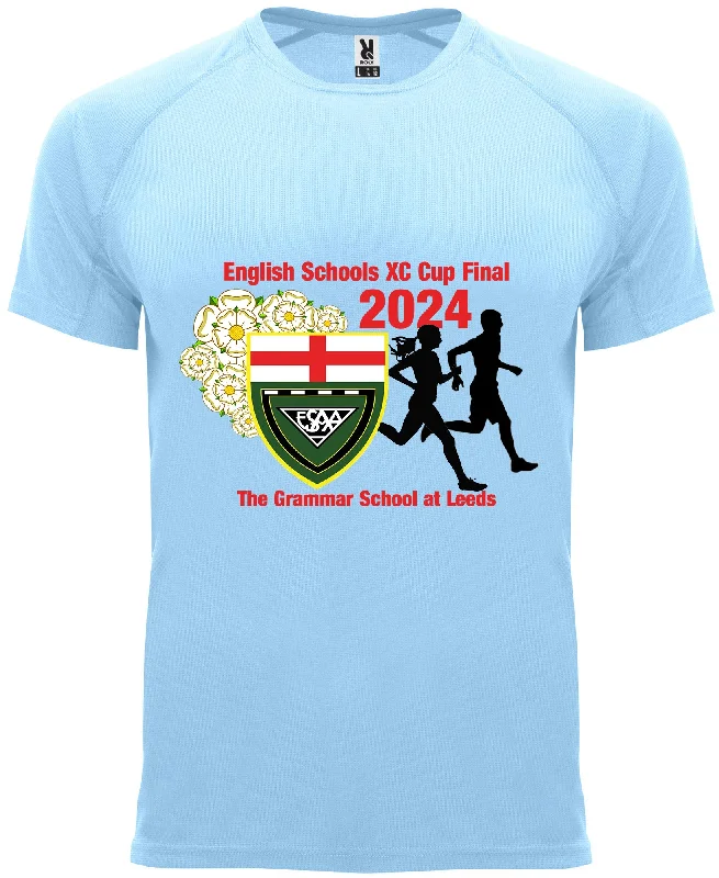 Men's short-sleeve plush mock-neck tee-More Mile ESAA Leeds XC Final 2024 Short Sleeve Running Top - Light Blue