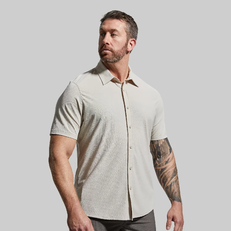 Men's short-sleeve muted aged-violet shirt-Network Short Sleeve (Sand)