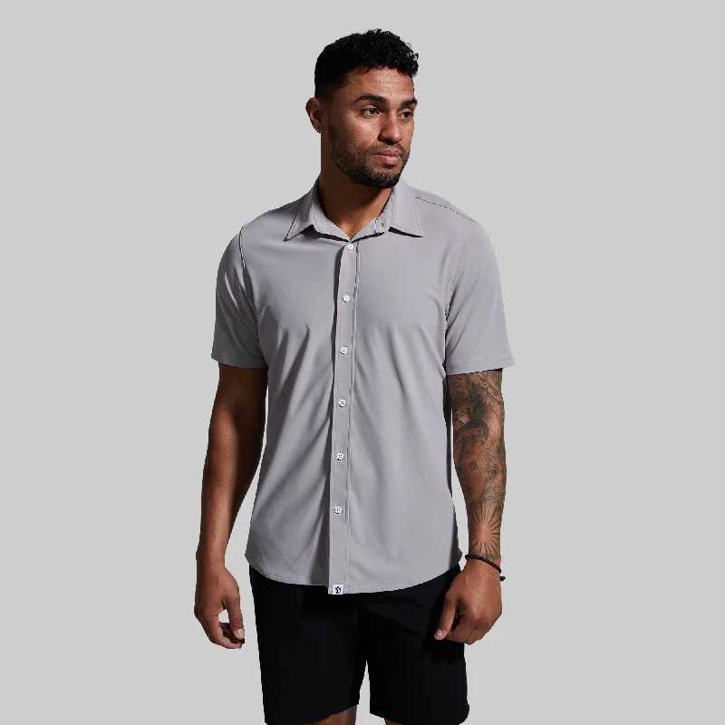 Men's short-sleeve soft faint-sage shirt-Network Short Sleeve (Stone)