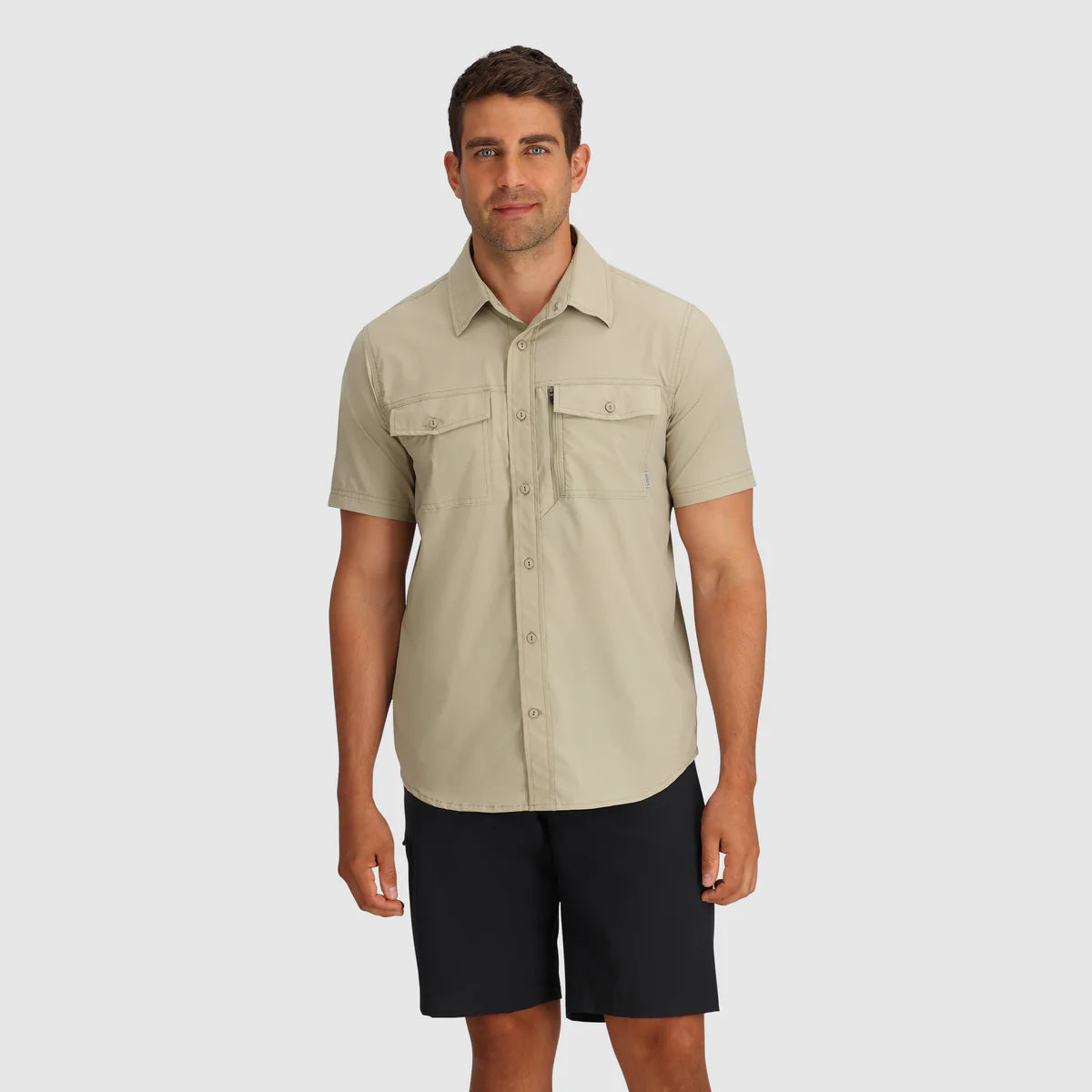 Men's short-sleeve fresh modern-vibrant-tropical-retro-rowing top-Way Station Short Sleeve Shirt (Men's)