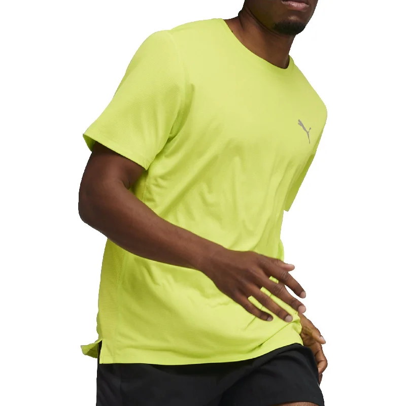 Men's short-sleeve casual bold-rich-sporty-soft-airy-mesh shirt-Puma Run Favourite Velocity Short Sleeve Mens Running Top - Green