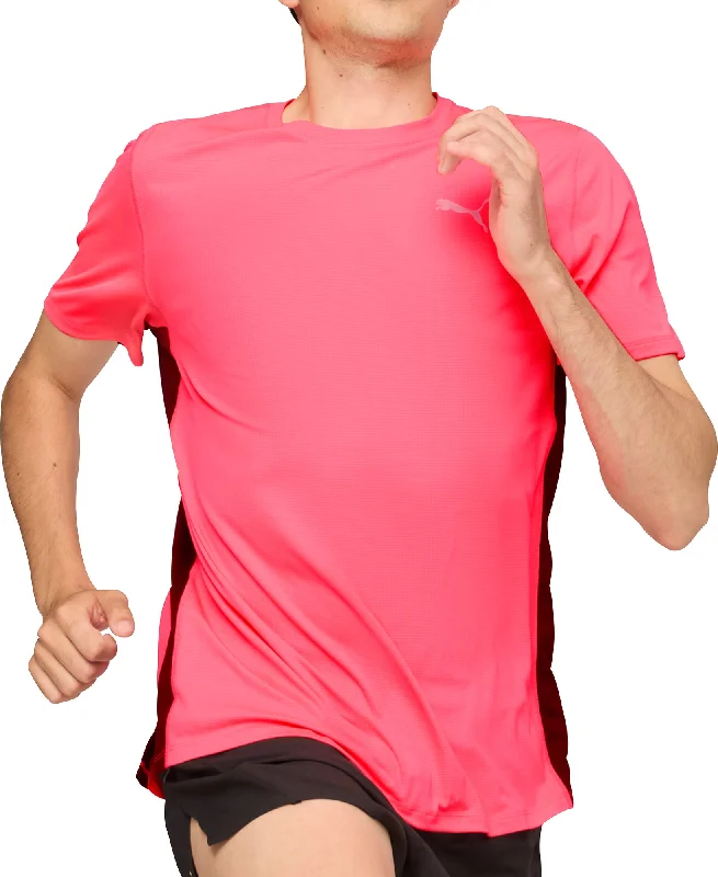 Men's short-sleeve stylish full-odor-resistant top-Puma Run Favourite Velocity Short Sleeve Mens Running Top - Pink