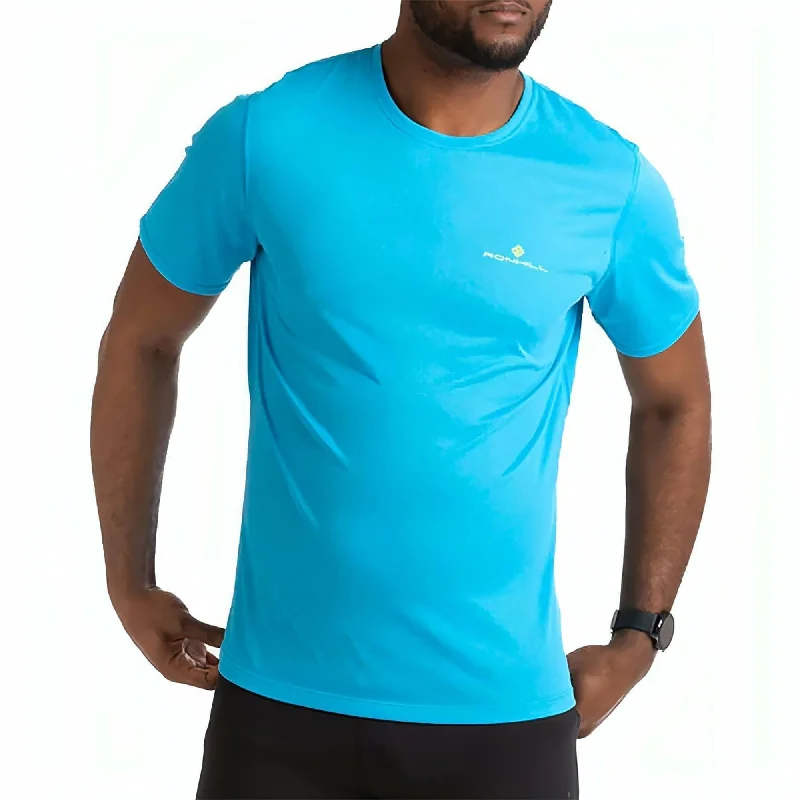 Men's short-sleeve sporty subtle-soft-grill shirt-Ronhill Core Short Sleeve Mens Running Top - Blue