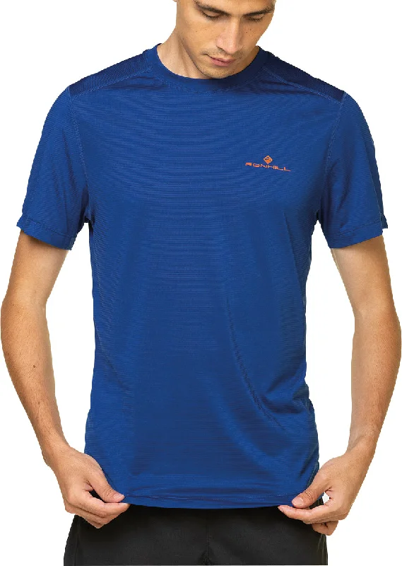 Men's short-sleeve muted sustainable-reclaimed top-Ronhill Tech Short Sleeve Mens Running Top - Blue