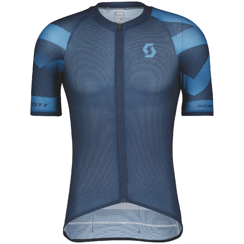 Men's short-sleeve neutral pale-taupe top-Scott RC Premium Climber Short Sleeve Mens Cycling Jersey - Blue