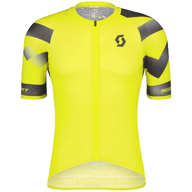 Men's short-sleeve sporty true-sapphire top-Scott RC Premium Climber Short Sleeve Mens Cycling Jersey - Yellow