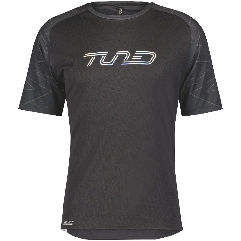 Men's short-sleeve stylish crisp-gray shirt-Scott Trail Tuned Short Sleeve Mens Cycling Jersey - Black