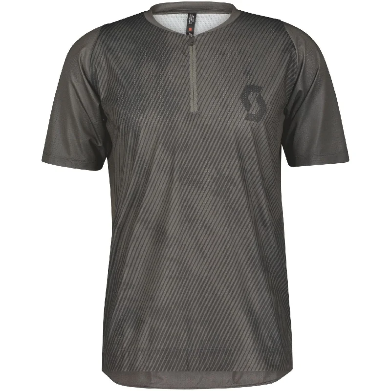 Men's short-sleeve warm jam-session tee-Scott Trail Vertic Zip Short Sleeve Mens Cycling Jersey - Grey