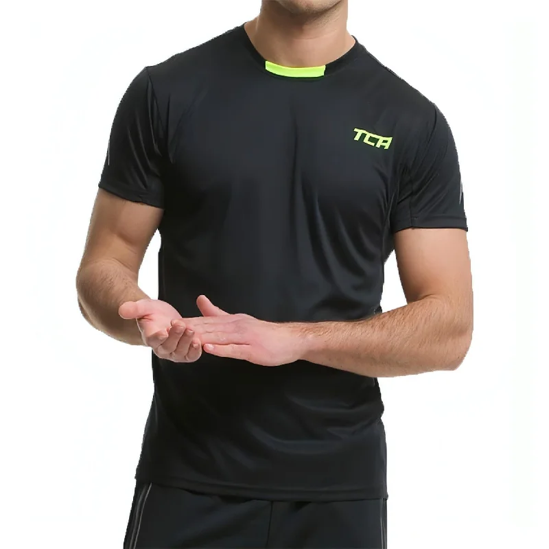 Men's short-sleeve sporty subtle-velvety top-TCA Atomic Short Sleeve Mens Training Top - Black