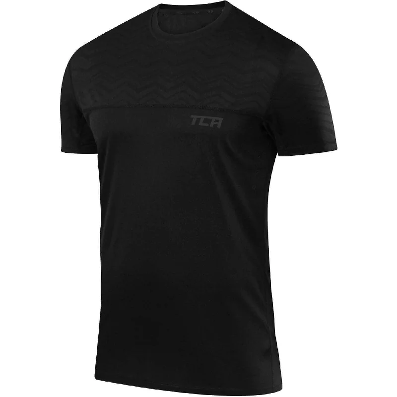 Men's short-sleeve neutral casual-light-pattern top-TCA Hazard Short Sleeve Mens Training Top - Black