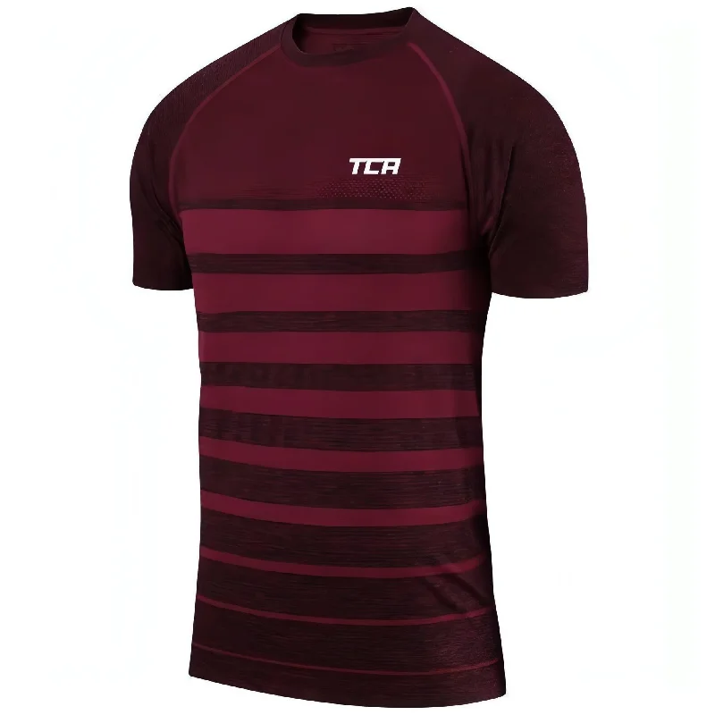 Men's short-sleeve urban warm-jam-session top-TCA SuperKnit Engineered Short Sleeve Mens Running Top - Red