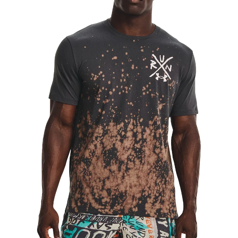 Men's short-sleeve vibrant mandarin tee-Under Armour Destroy All Miles Short Sleeve Mens Running Top - Grey