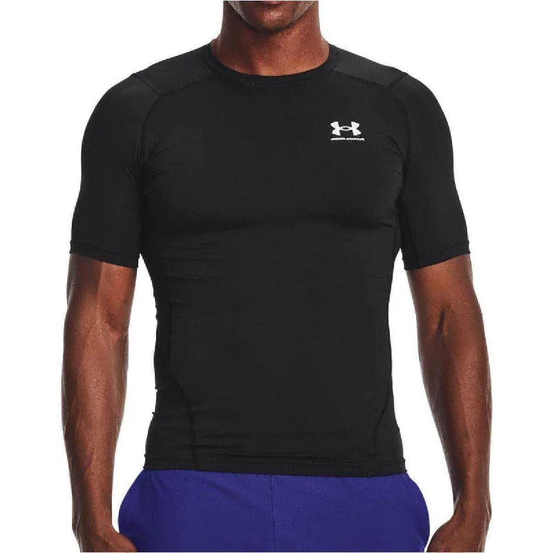 Men's short-sleeve deep classic-casting tee-Under Armour HeatGear Armour Short Sleeve Mens Compression Top - Black