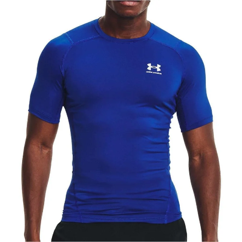 Men's short-sleeve urban tough-color-block tee-Under Armour HeatGear Armour Short Sleeve Mens Compression Top - Blue