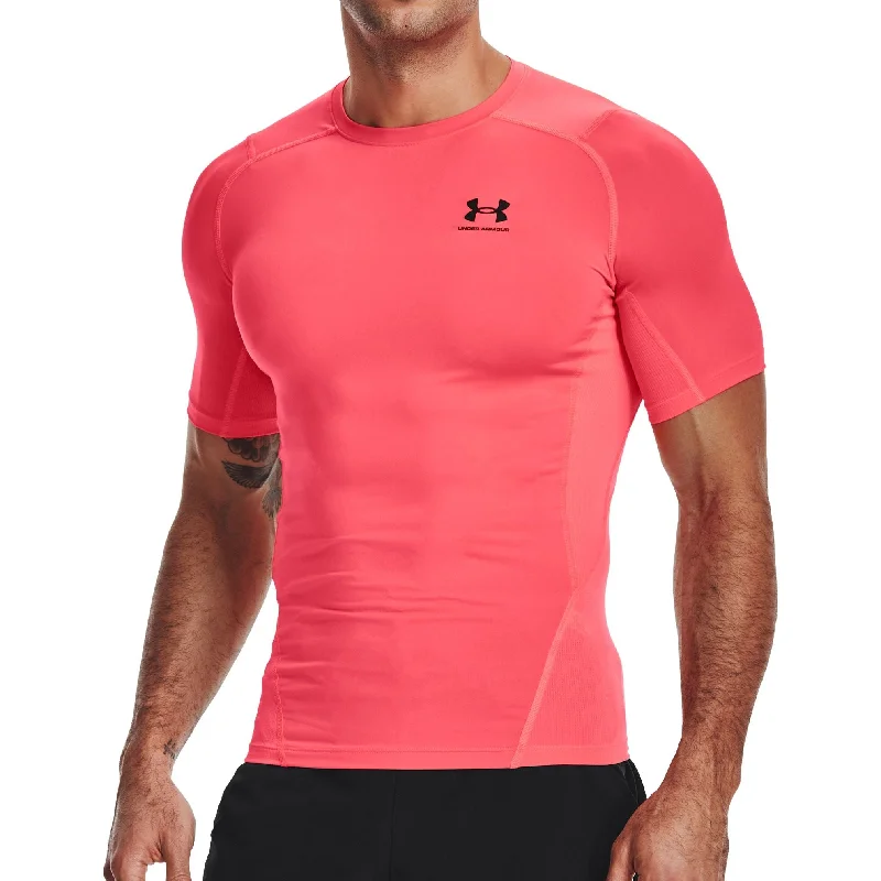 Men's short-sleeve relaxed ethnic tee-Under Armour HeatGear Short Sleeve Mens Running Top - Red