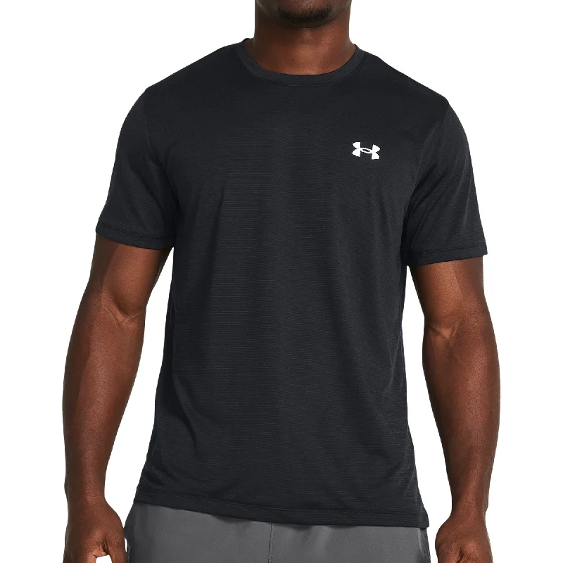 Men's short-sleeve bright deep-classic-muted-aged-violet shirt-Under Armour Launch Short Sleeve Mens Running Top - Black