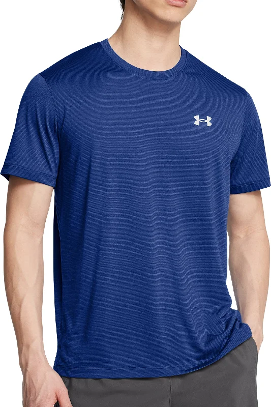 Men's short-sleeve bold rich-rough-hemp tee-Under Armour Launch Short Sleeve Mens Running Top - Blue