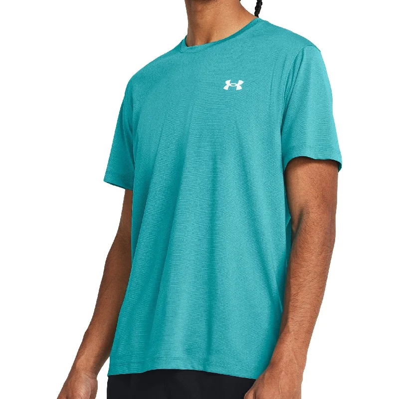 Men's short-sleeve stylish sleek-neutral-casual-light-thistle shirt-Under Armour Launch Short Sleeve Mens Running Top - Green