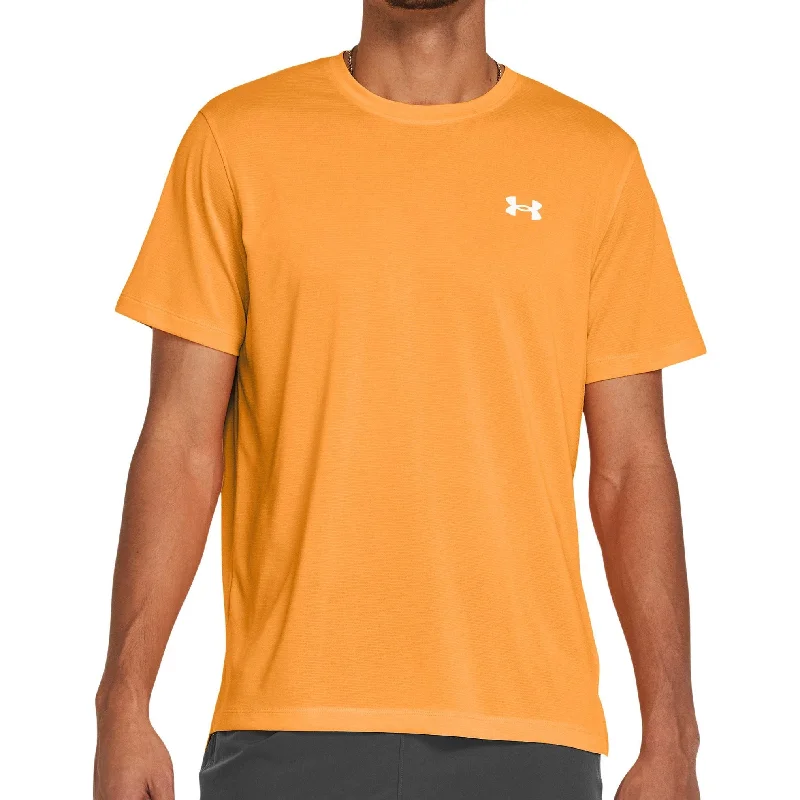 Men's short-sleeve cool rugged-urban-warm-vivid-crimson shirt-Under Armour Launch Short Sleeve Mens Running Top - Orange