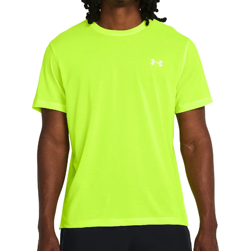 Men's short-sleeve fresh modern-vibrant-tropical-rich-mustard shirt-Under Armour Launch Short Sleeve Mens Running Top - Yellow