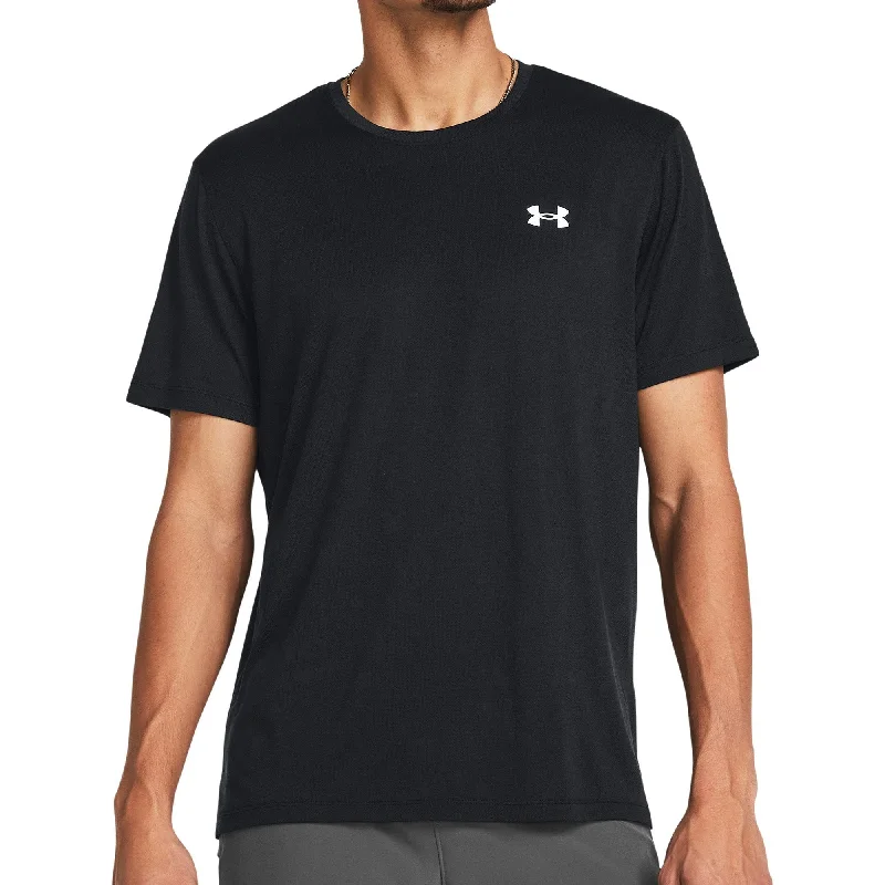 Men's short-sleeve rich sporty-subtle-soft-faint-sage shirt-Under Armour Launch Splatter Short Sleeve Mens Running Top - Black