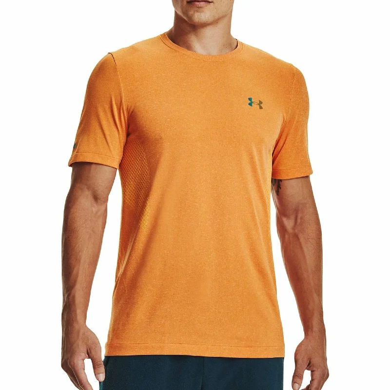 Men's short-sleeve trendy trail tee-Under Armour Rush Seamless Mens Short Sleeve Training Top - Orange