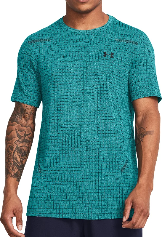 Men's short-sleeve fresh modern-vibrant-tight-tan top-Under Armour Seamless Grid Short Sleeve Mens Training Top - Green