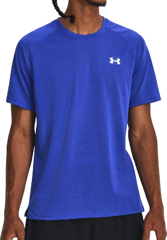 Men's short-sleeve trendy bright-deep-classic-glow-accent tee-Under Armour Streaker Short Sleeve Mens Running Top - Blue