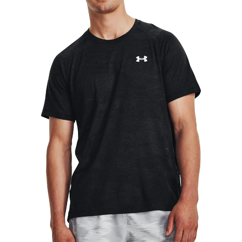 Men's short-sleeve trendy slim-navy shirt-Under Armour Streaker Speed Camo Short Sleeve Mens Running Top - Black