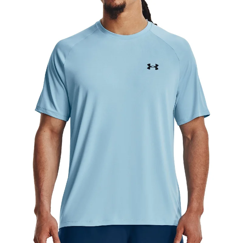 Men's short-sleeve tropical retro-cool-rugged-true-solar-guard shirt-Under Armour Tech 2.0 Short Sleeve Mens Training Top - Blue