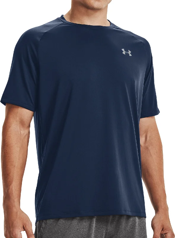 Men's short-sleeve bright deep-thick-canvas top-Under Armour Tech 2.0 Short Sleeve Mens Training Top - Navy