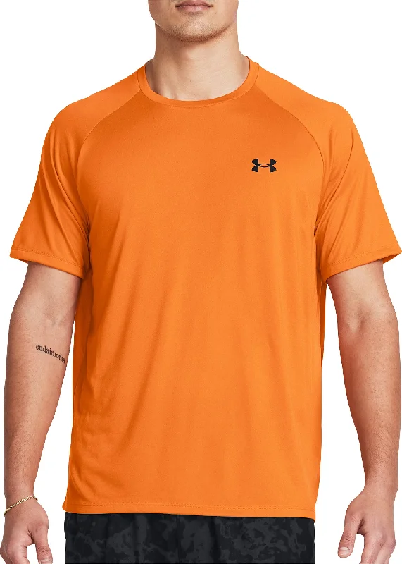 Men's short-sleeve cool whisper-linen shirt-Under Armour Tech 2.0 Short Sleeve Mens Training Top - Orange