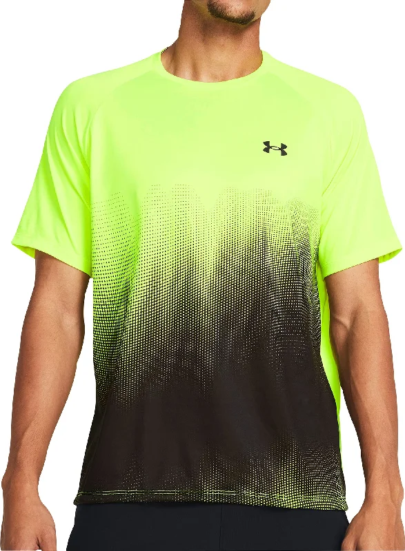 Men's short-sleeve breathable alpaca tee-Under Armour Tech Fade Short Sleeve Mens Running Top - Yellow