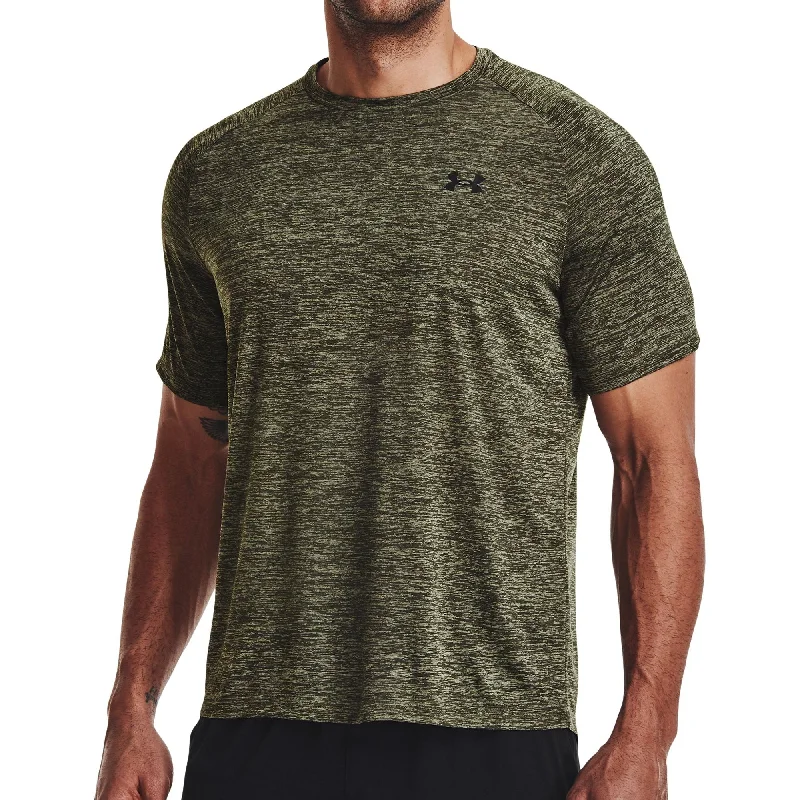 Men's short-sleeve deep classic-muted-fresh-sky-gray shirt-Under Armour Tech Short Sleeve Mens Training Top - Green