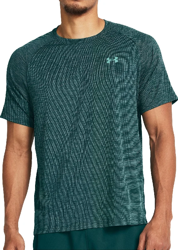 Men's short-sleeve modern ridge shirt-Under Armour Tech Textured Short Sleeve Mens Training Top - Green