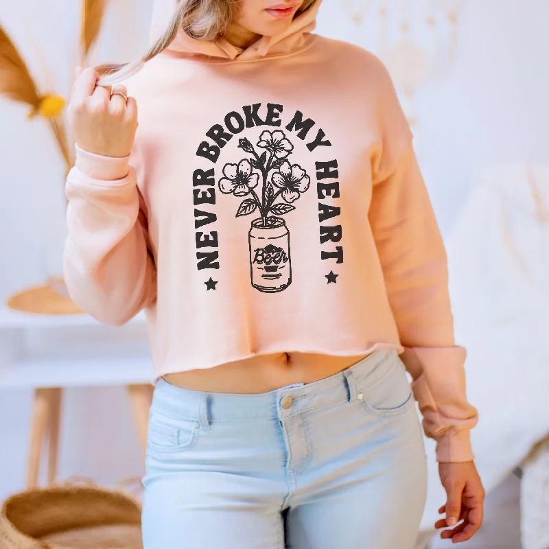 Men's short-sleeve urban warm-stylish-sleek-neutral-techno tee-Beer Never Broke My Heart Bella Canvas Cropped Sweatshirt or Crop Hoodie *Women's Crop Fit*