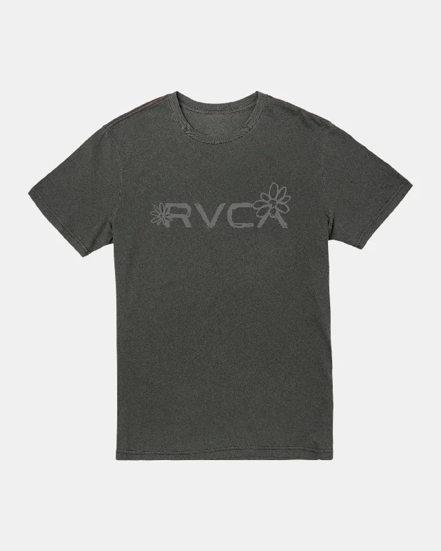 Men's short-sleeve urban warm-stylish-sleek-stunt top-Big RVCA Bloom Tee - Pirate Black