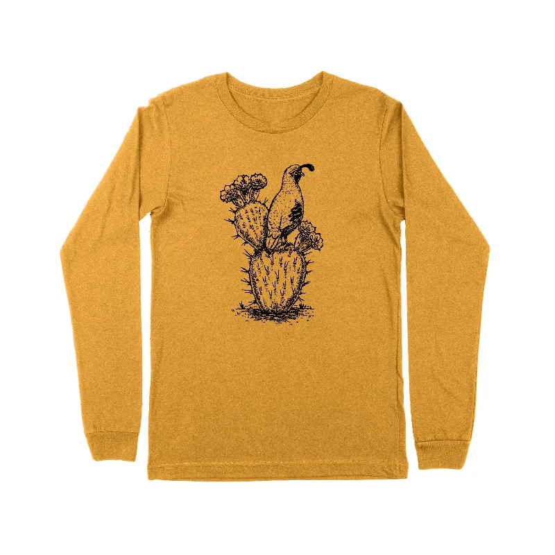 Men's short-sleeve classic muted-aged-violet tee-Cactus Quail Long Sleeve Tee-Mustard