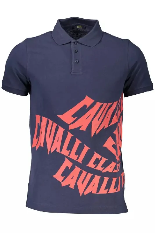 Men's short-sleeve bold rich-boxy-spiral shirt-Cavalli Class Elegant Short-Sleeved Cotton Men's Polo