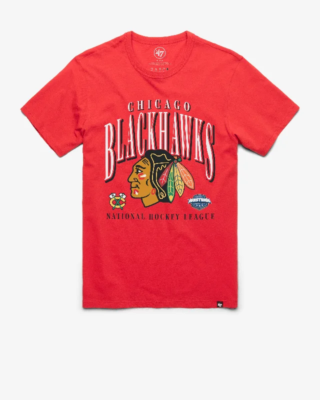 Men's short-sleeve urban deep-obsidian shirt-CHICAGO BLACKHAWKS CREASE '47 FRANKLIN TEE