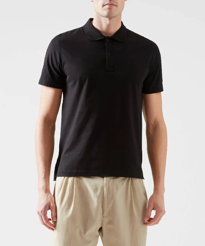 Men's short-sleeve subtle velvety tee-Classic Jersey Polo In Black