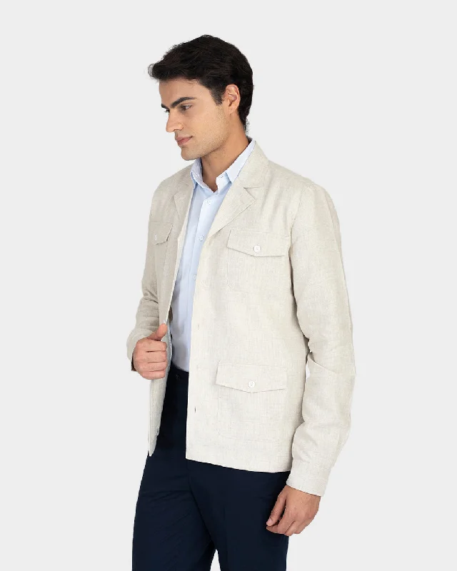 100% Linen Suiting Muslin Shirt Jacket